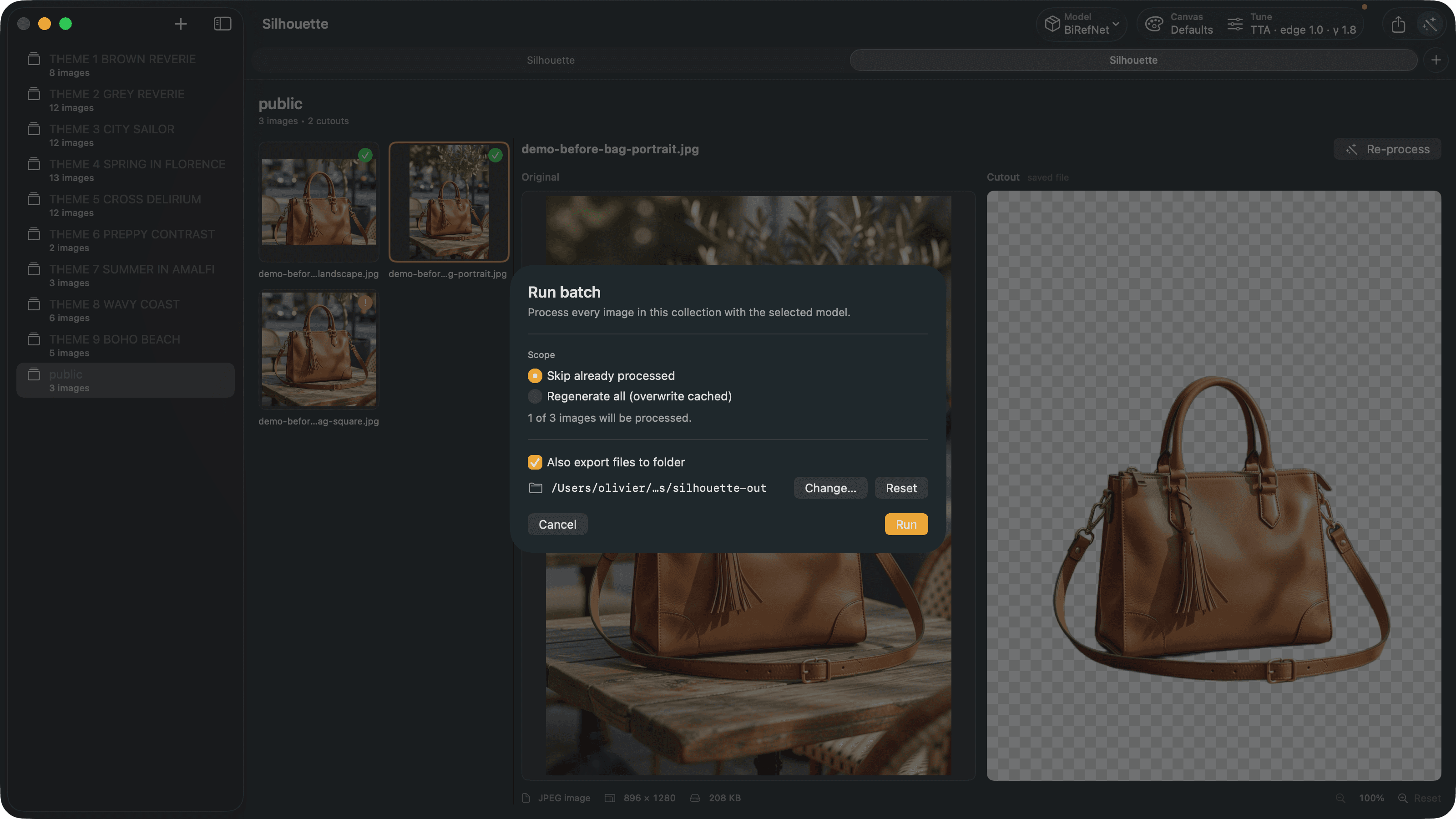 Batch run — Export a thousand cutouts in a single click.