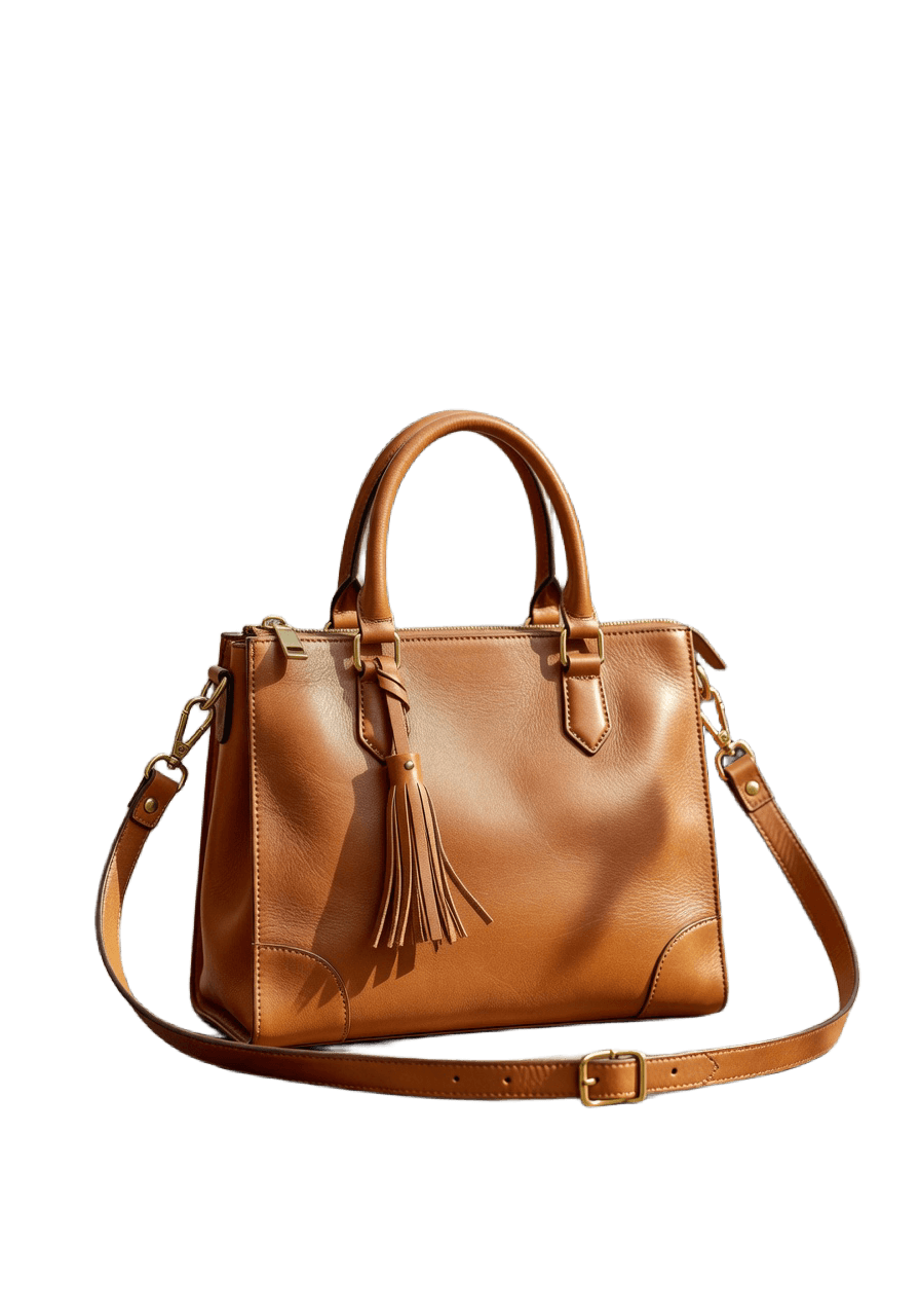 Leather handbag with background removed